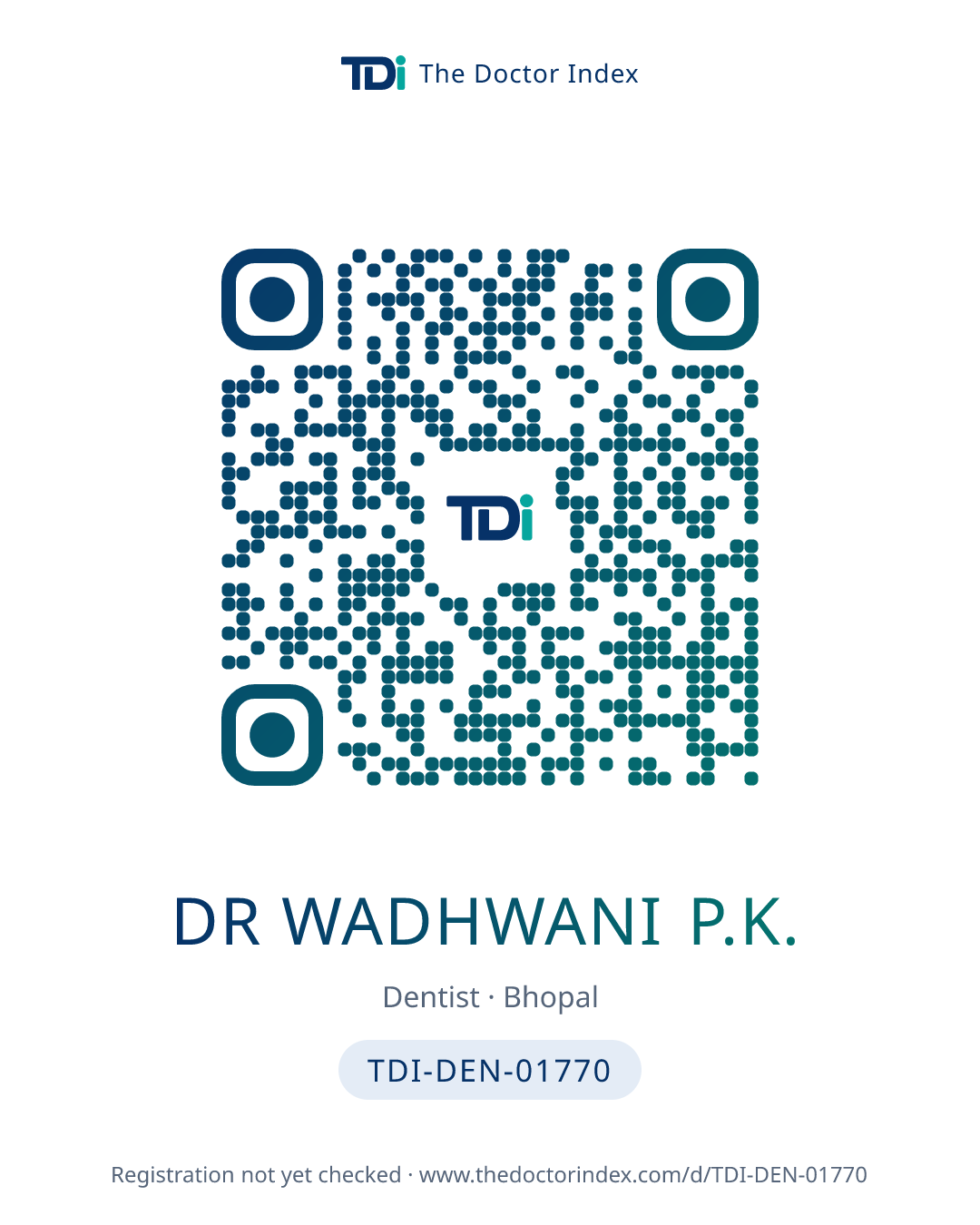 QR card for Dr Wadhwani P.K., TDI-DEN-01770