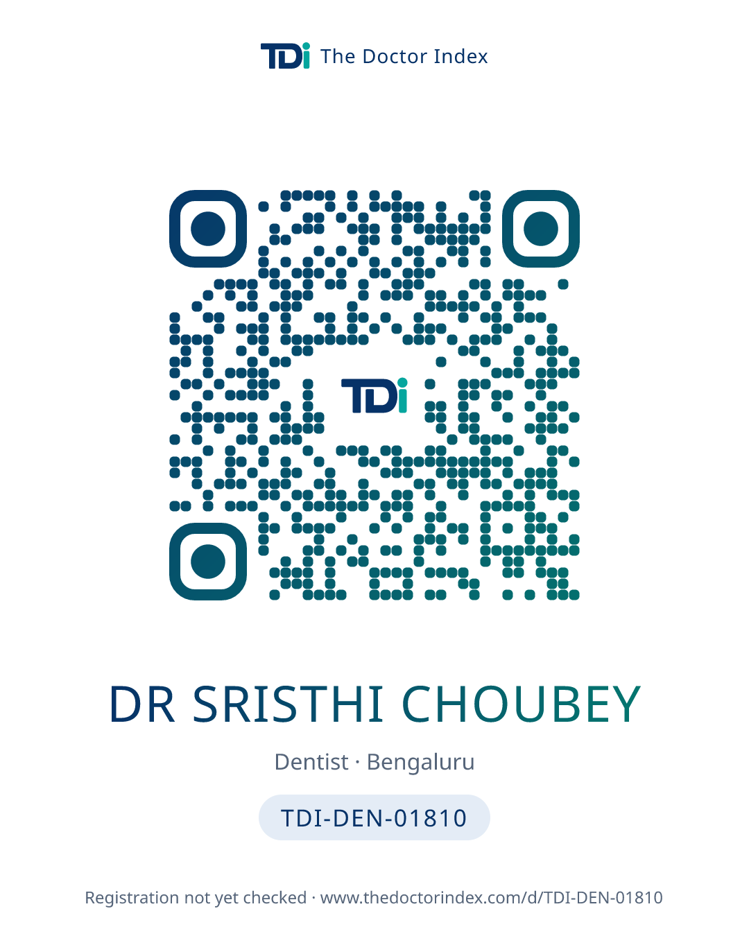 QR card for Dr Sristhi Choubey, TDI-DEN-01810