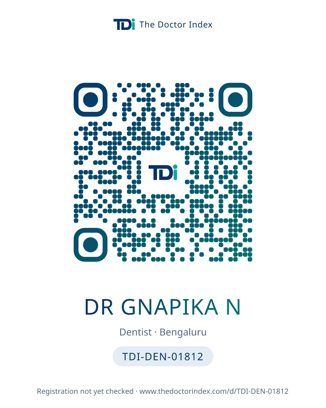 QR card for Dr Gnapika N, TDI-DEN-01812