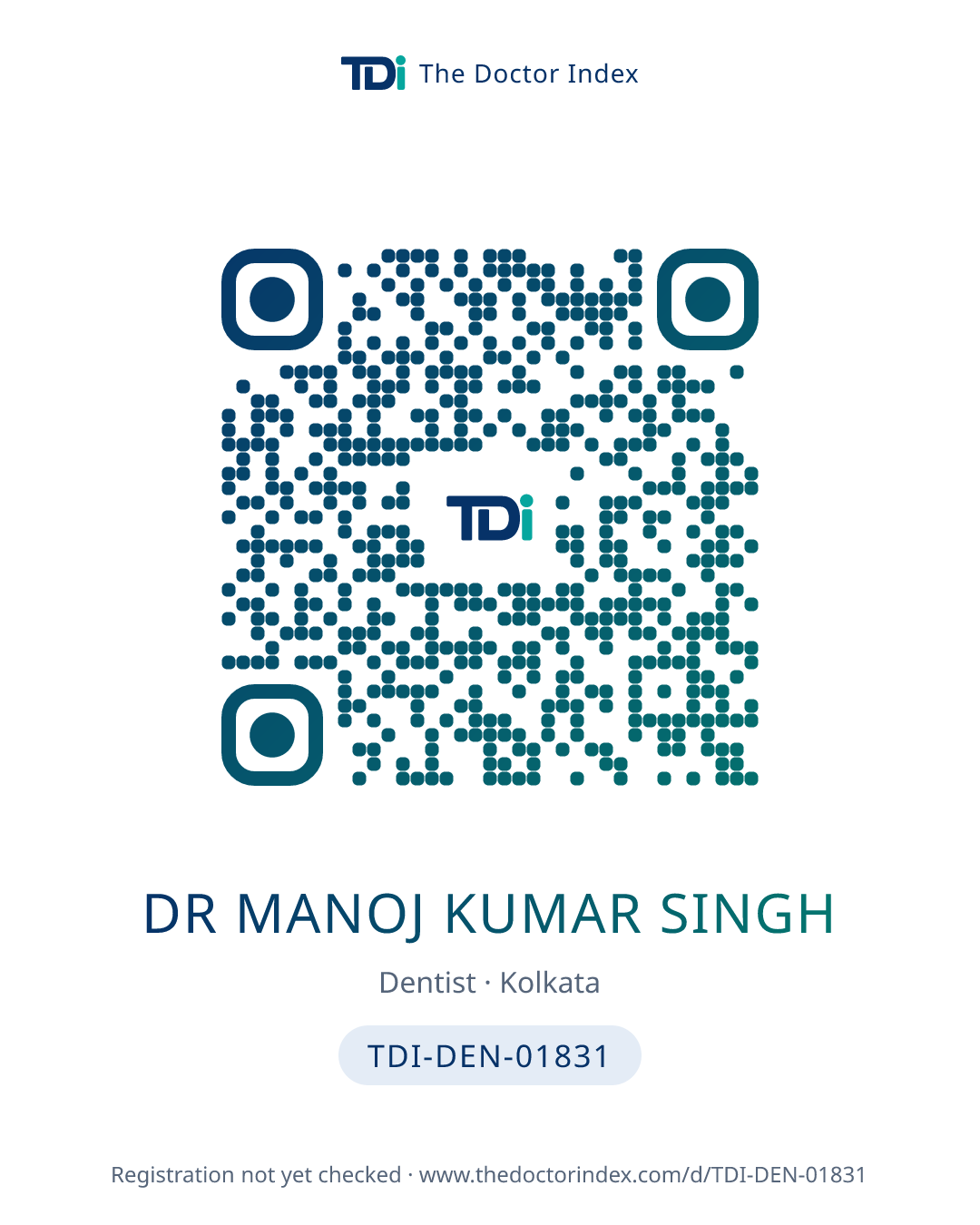 QR card for Dr Manoj Kumar Singh, TDI-DEN-01831