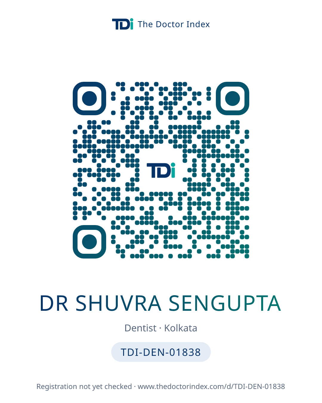 QR card for Dr Shuvra Sengupta, TDI-DEN-01838