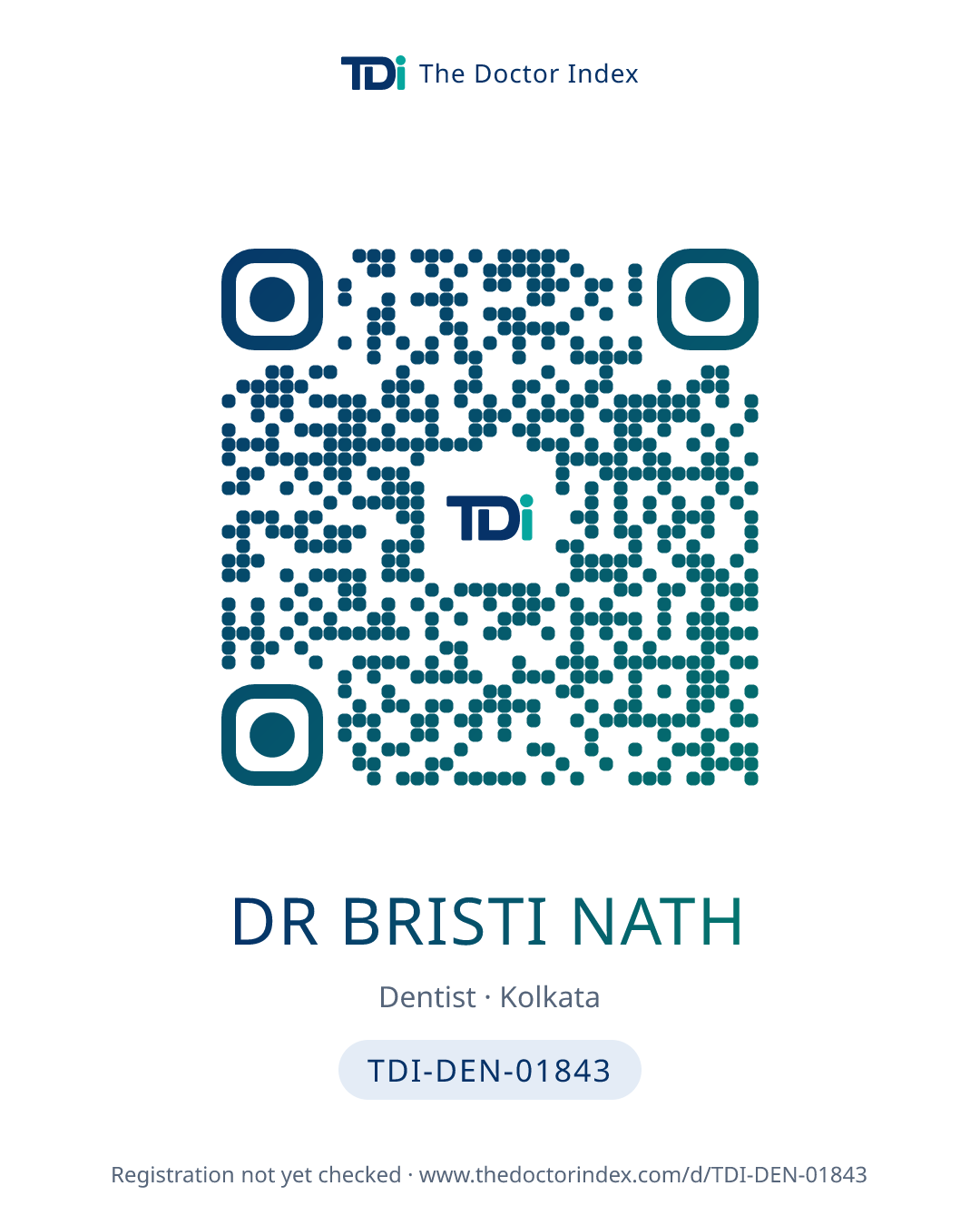 QR card for Dr Bristi Nath, TDI-DEN-01843