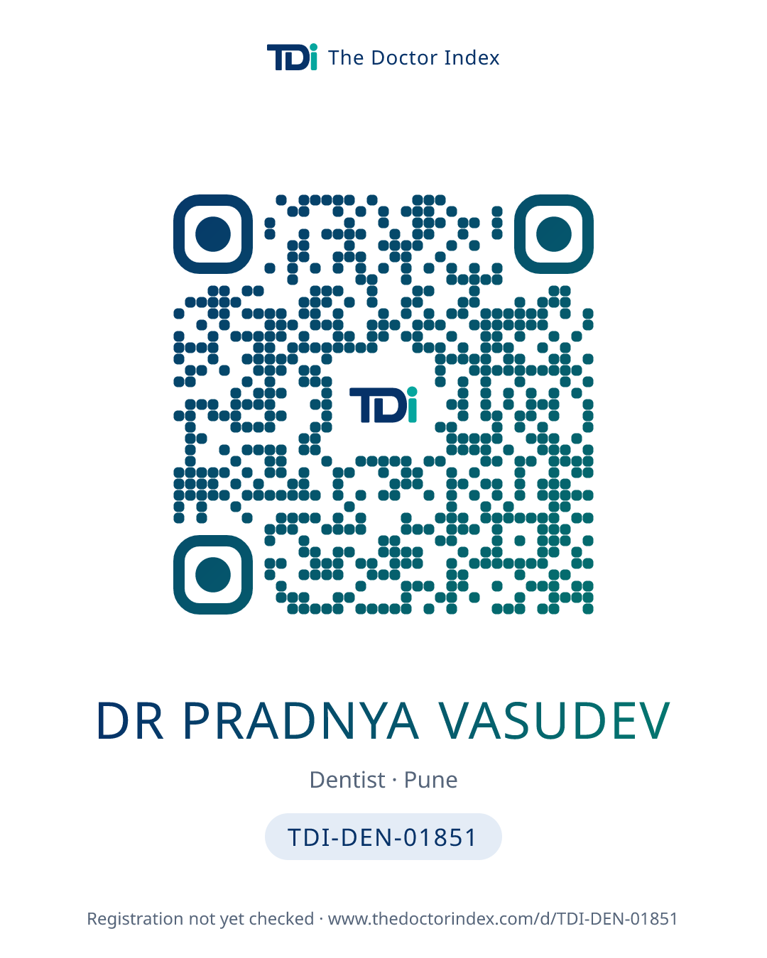 QR card for Dr Pradnya Vasudev, TDI-DEN-01851