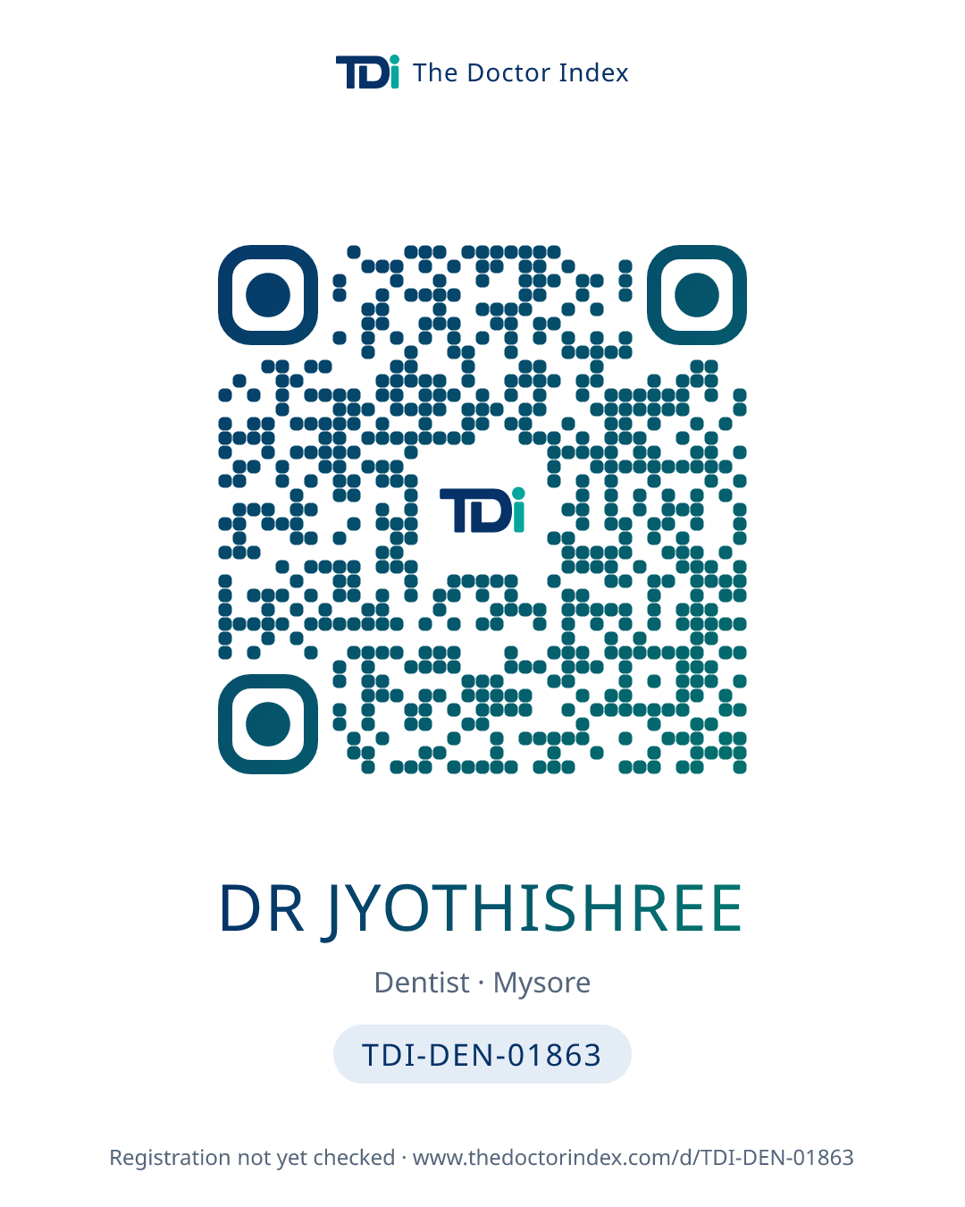 QR card for Dr Jyothishree, TDI-DEN-01863