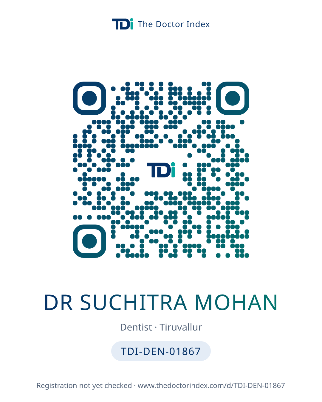 QR card for Dr Suchitra Mohan, TDI-DEN-01867