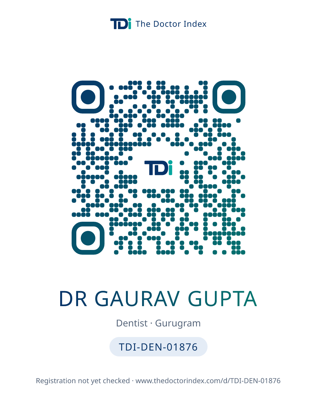 QR card for Dr Gaurav Gupta, TDI-DEN-01876