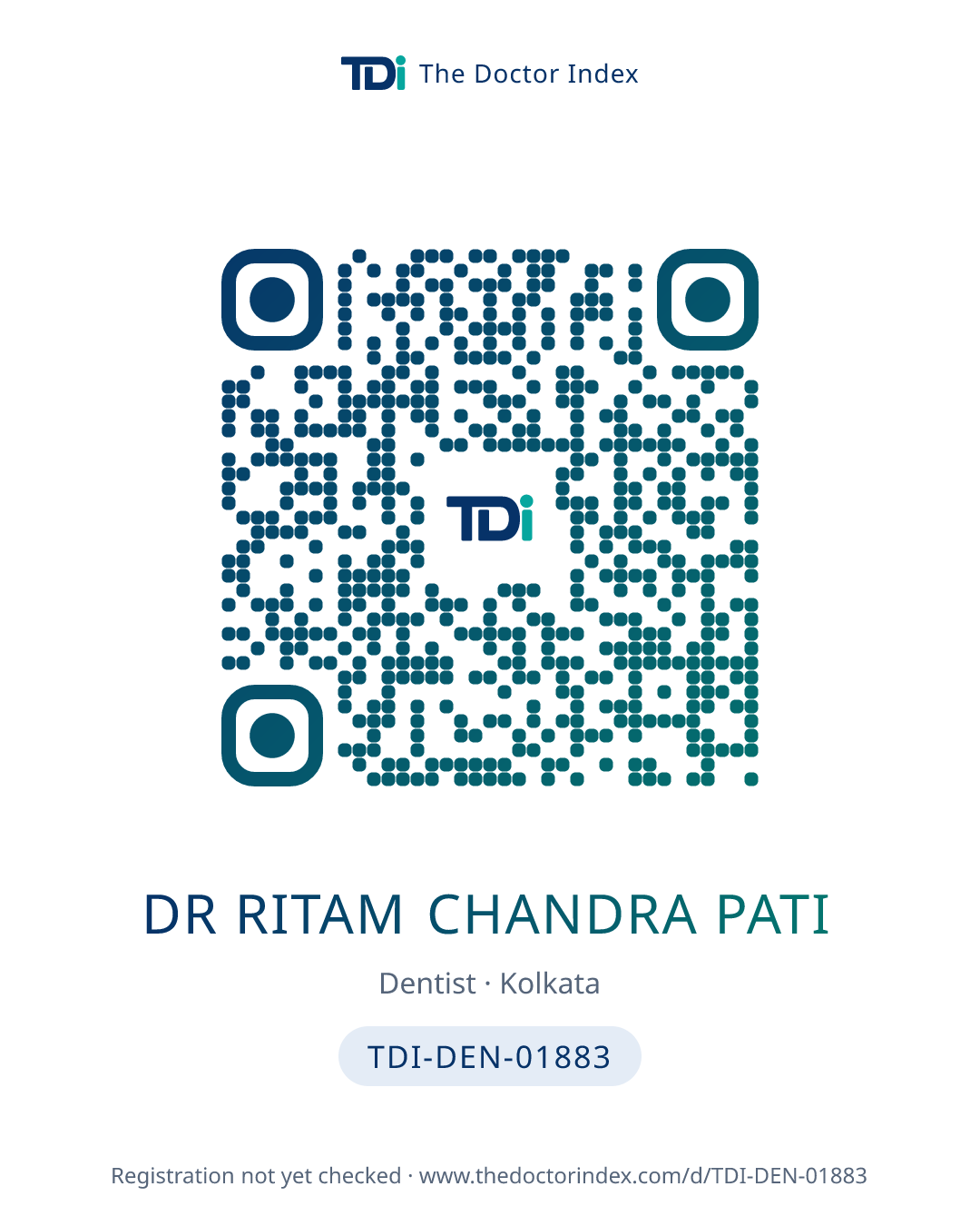 QR card for Dr Ritam Chandra Pati, TDI-DEN-01883