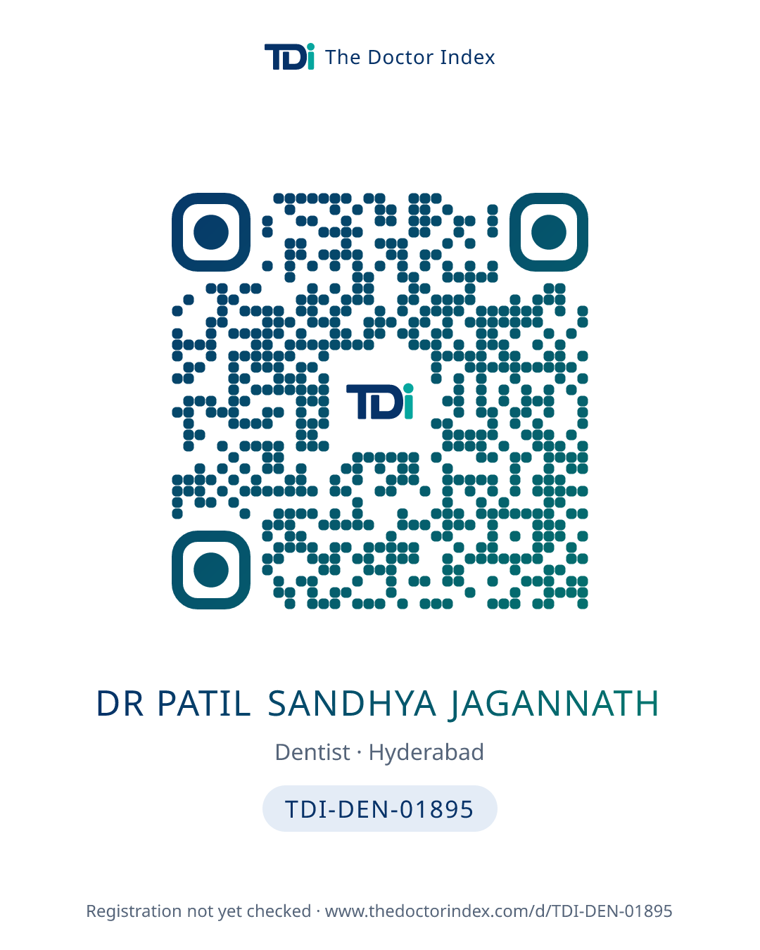 QR card for Dr Patil Sandhya Jagannath, TDI-DEN-01895