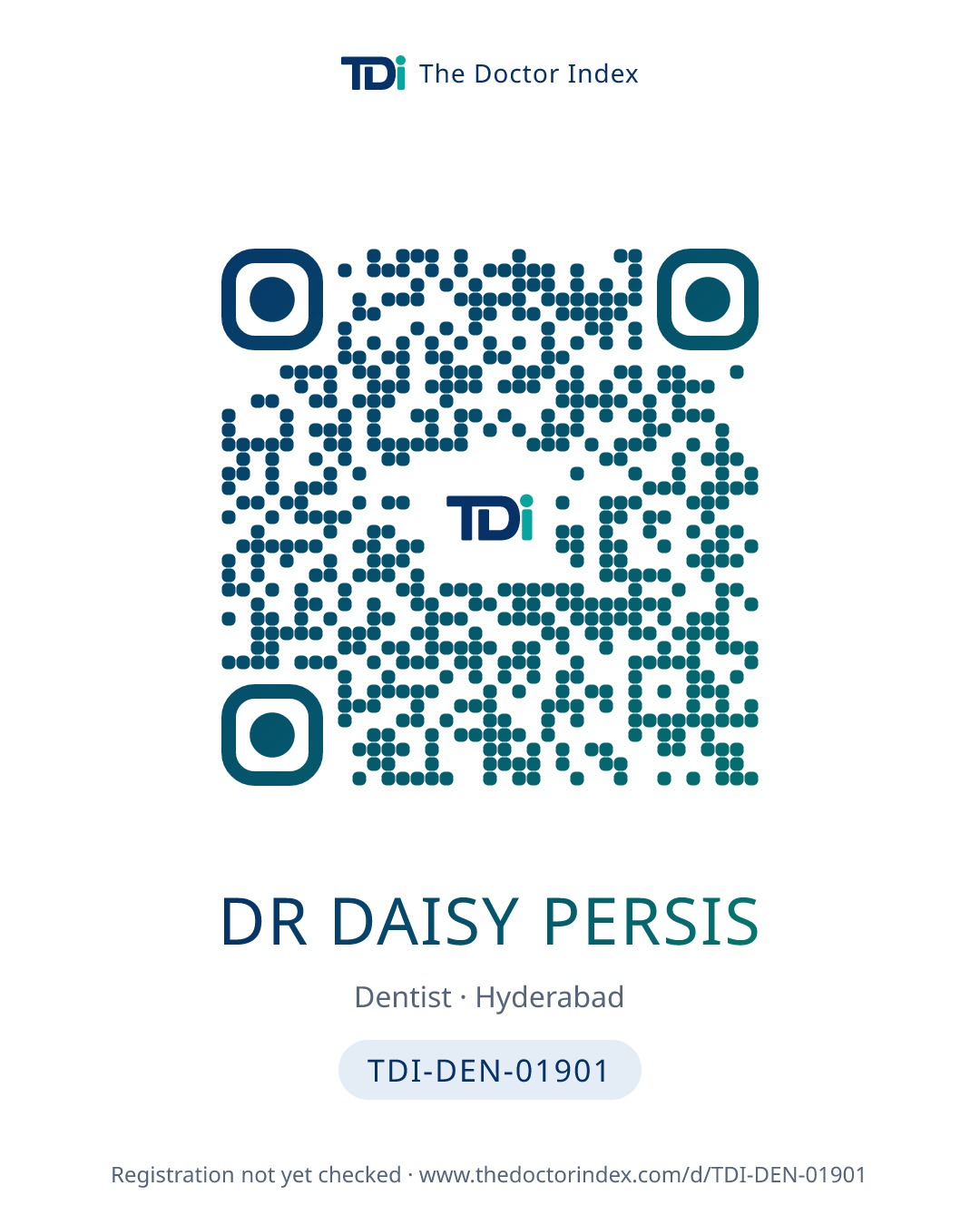 QR card for Dr Daisy Persis, TDI-DEN-01901