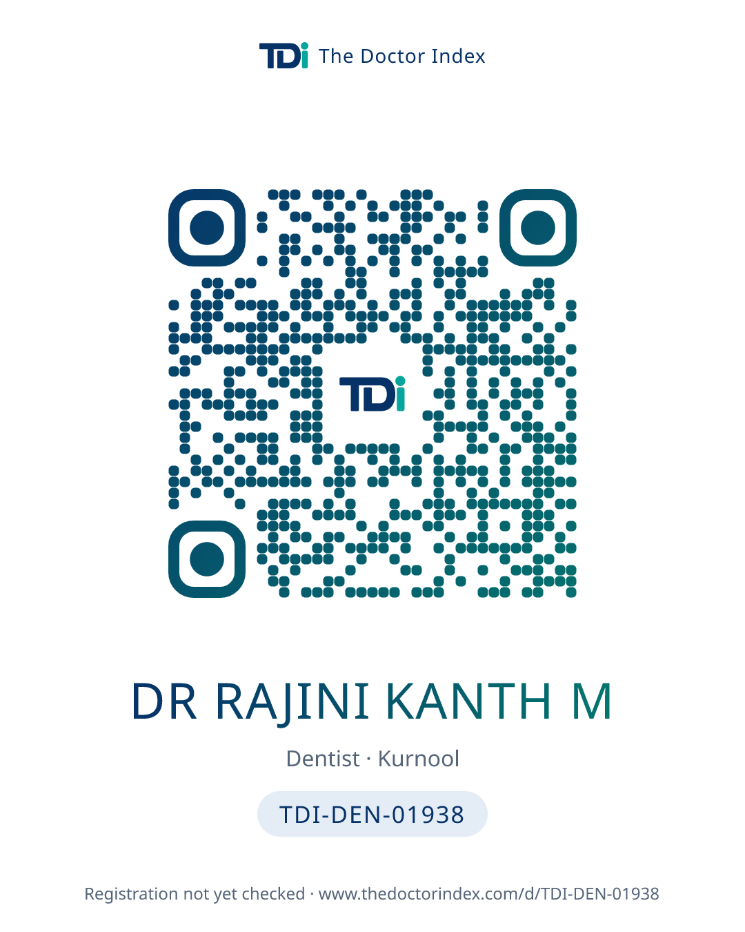 QR card for Dr Rajini Kanth M, TDI-DEN-01938