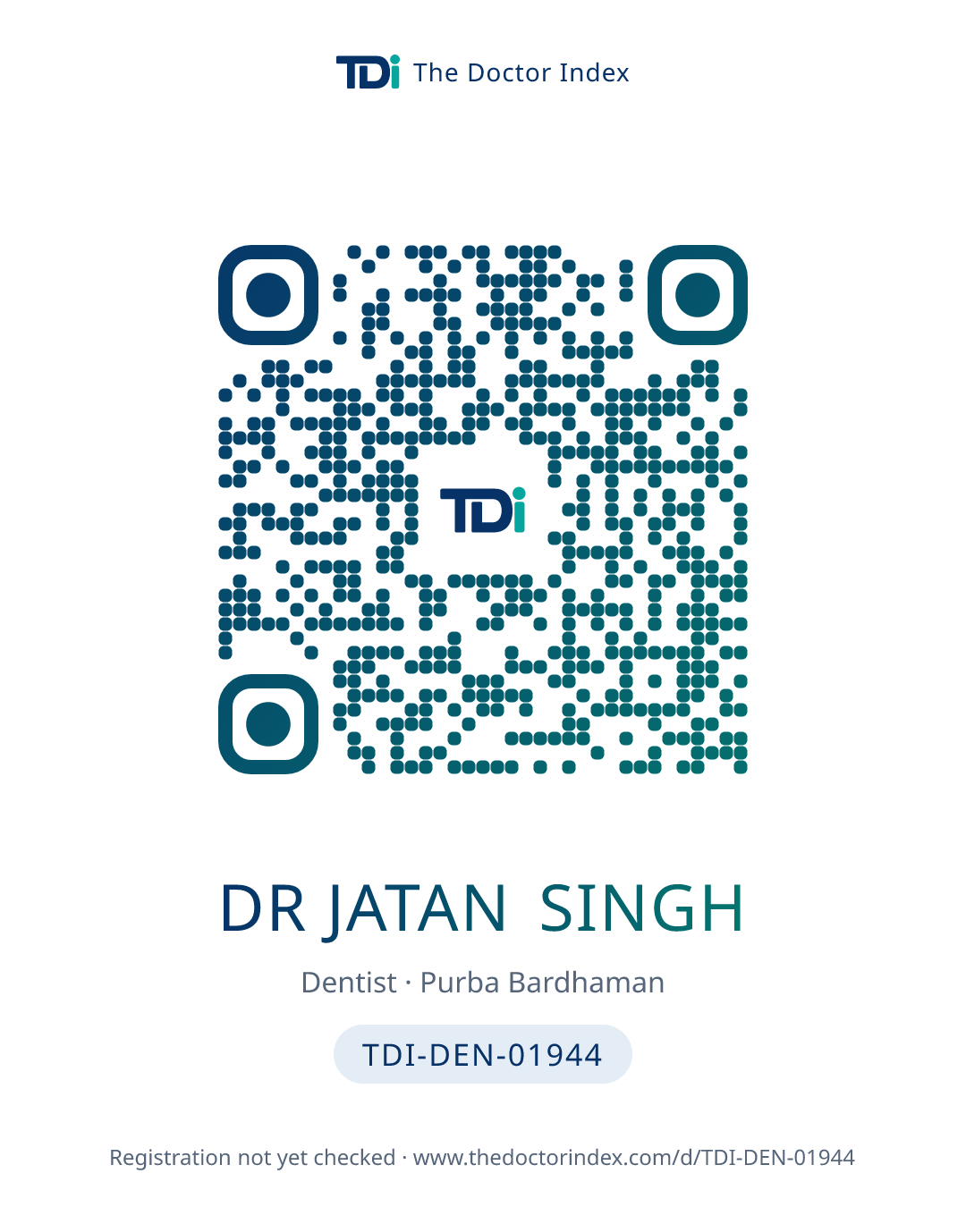QR card for Dr Jatan Singh, TDI-DEN-01944