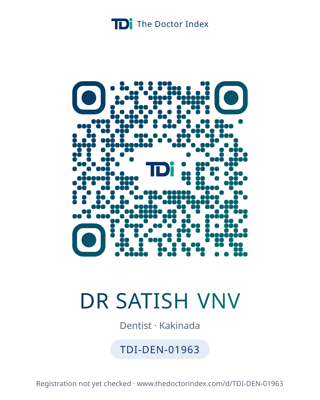 QR card for Dr Satish Vnv, TDI-DEN-01963