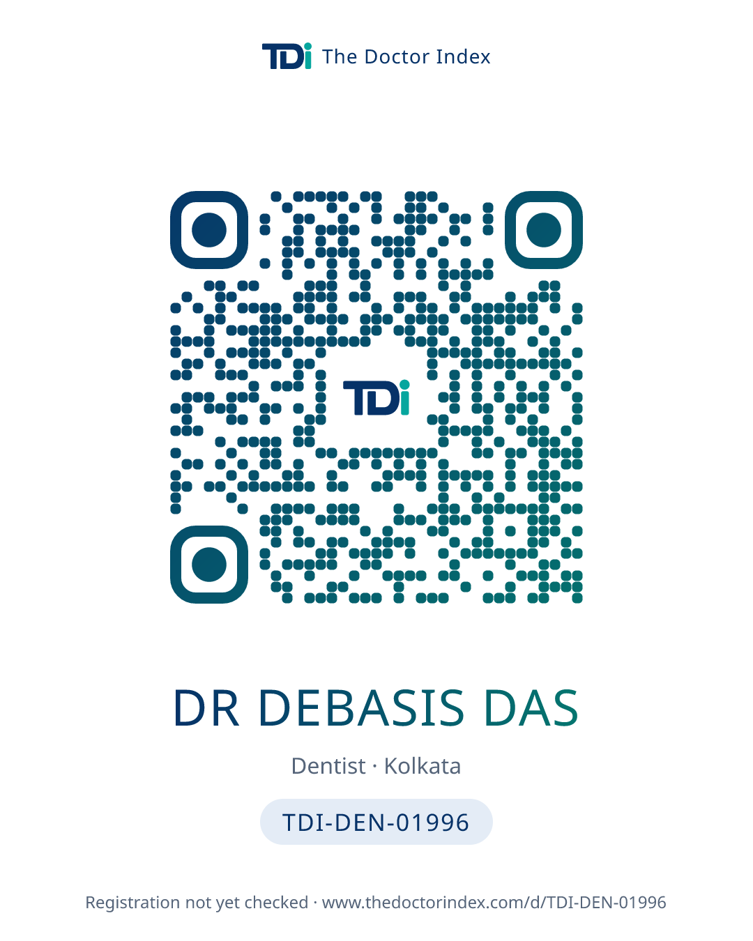 QR card for Dr Debasis Das, TDI-DEN-01996