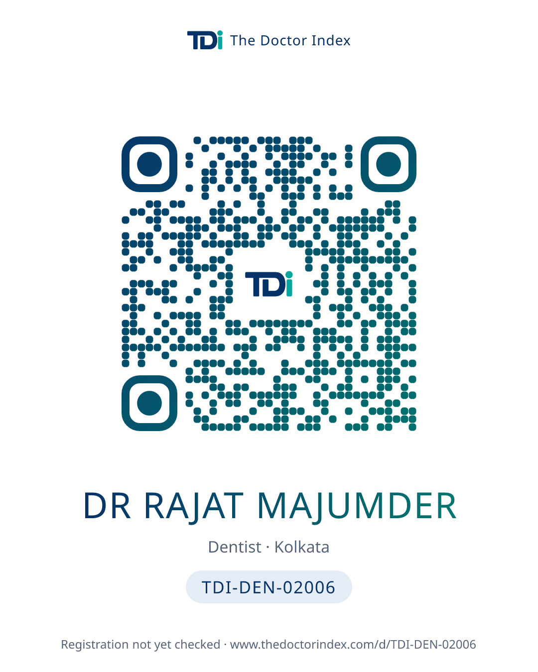 QR card for Dr Rajat Majumder, TDI-DEN-02006