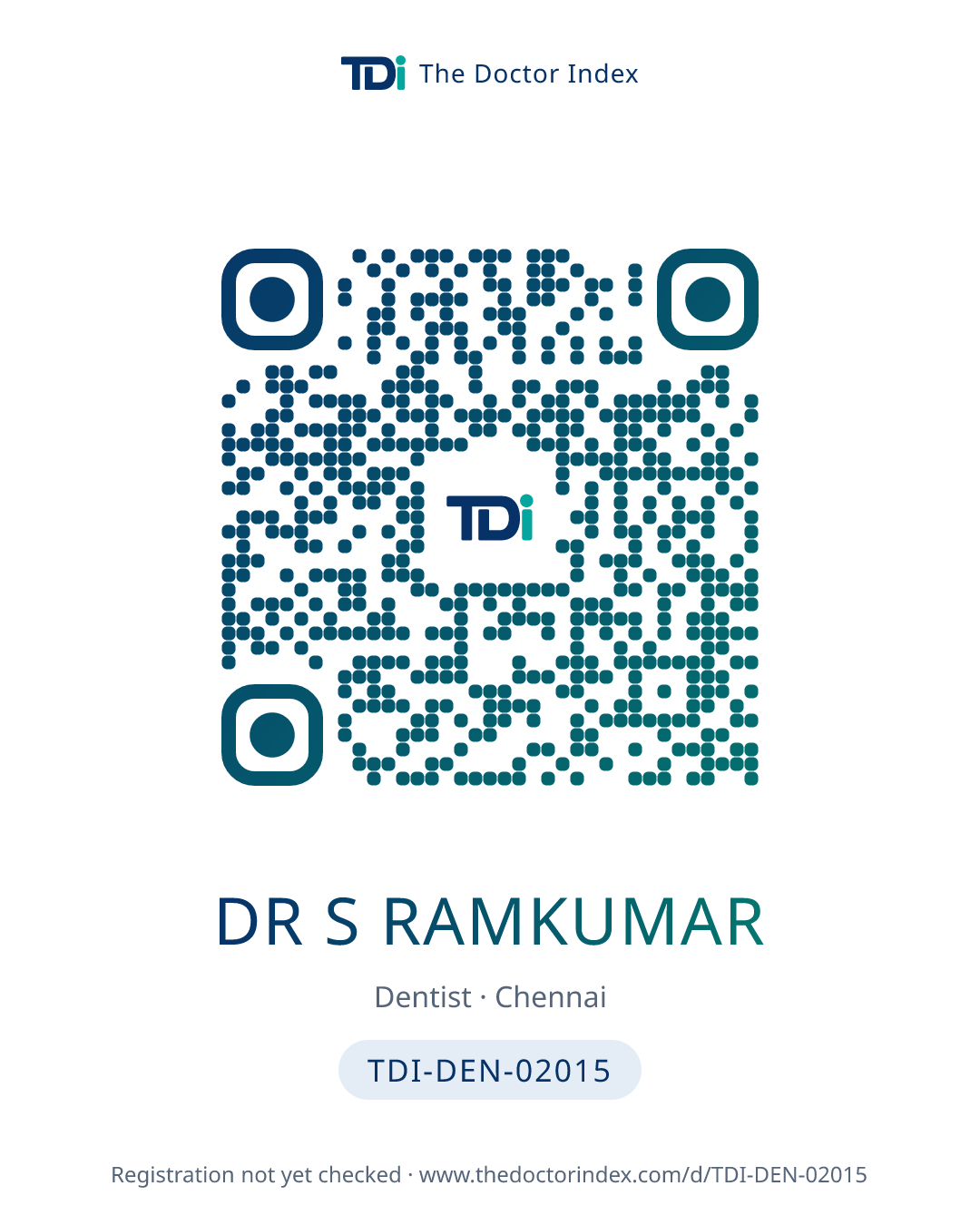 QR card for Dr S Ramkumar, TDI-DEN-02015
