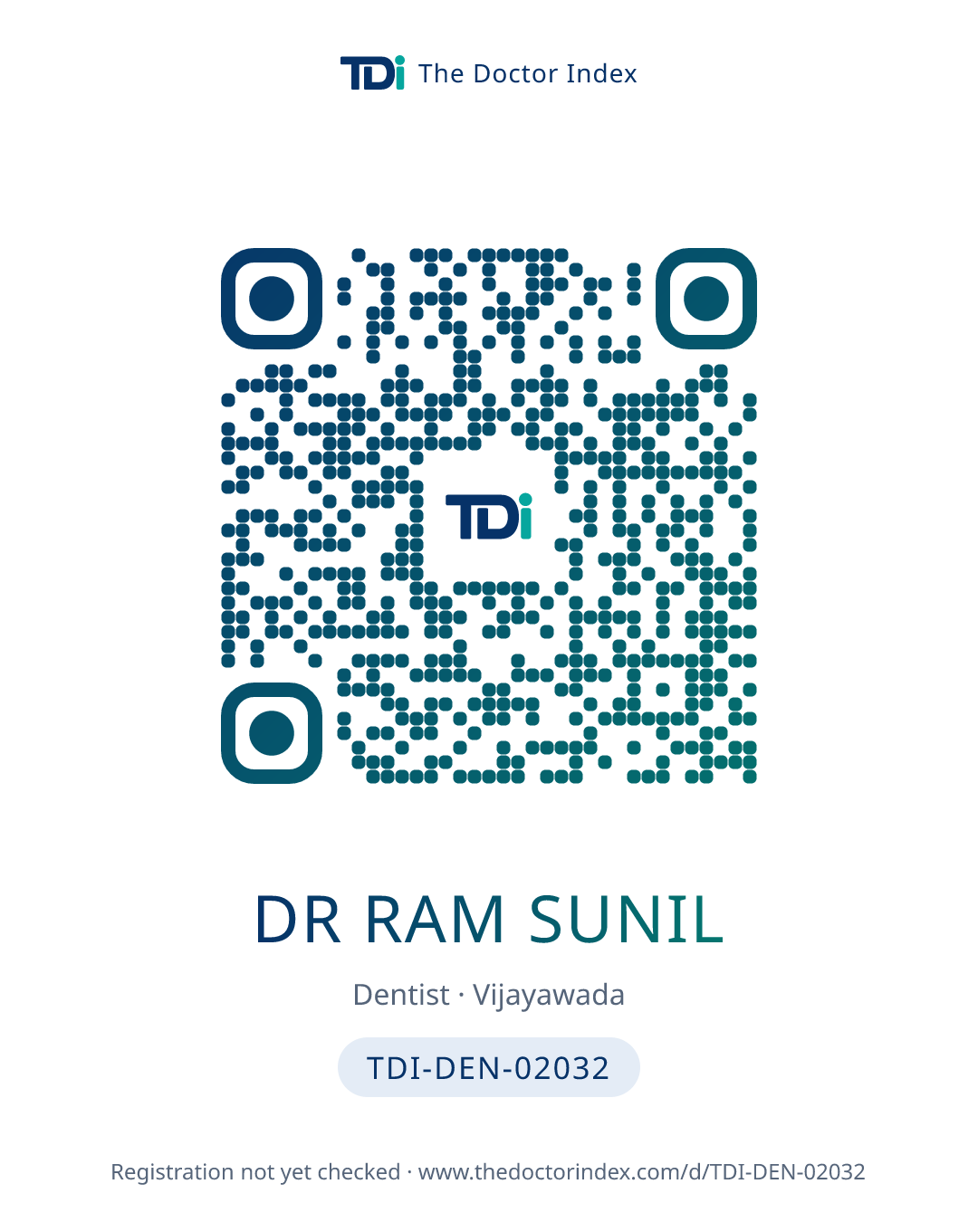 QR card for Dr Ram Sunil, TDI-DEN-02032