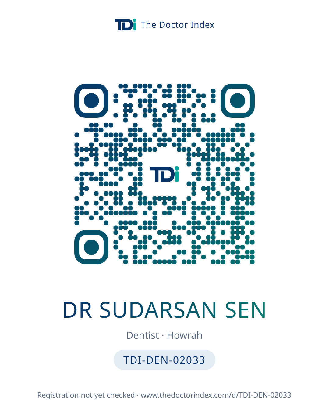 QR card for Dr Sudarsan Sen, TDI-DEN-02033