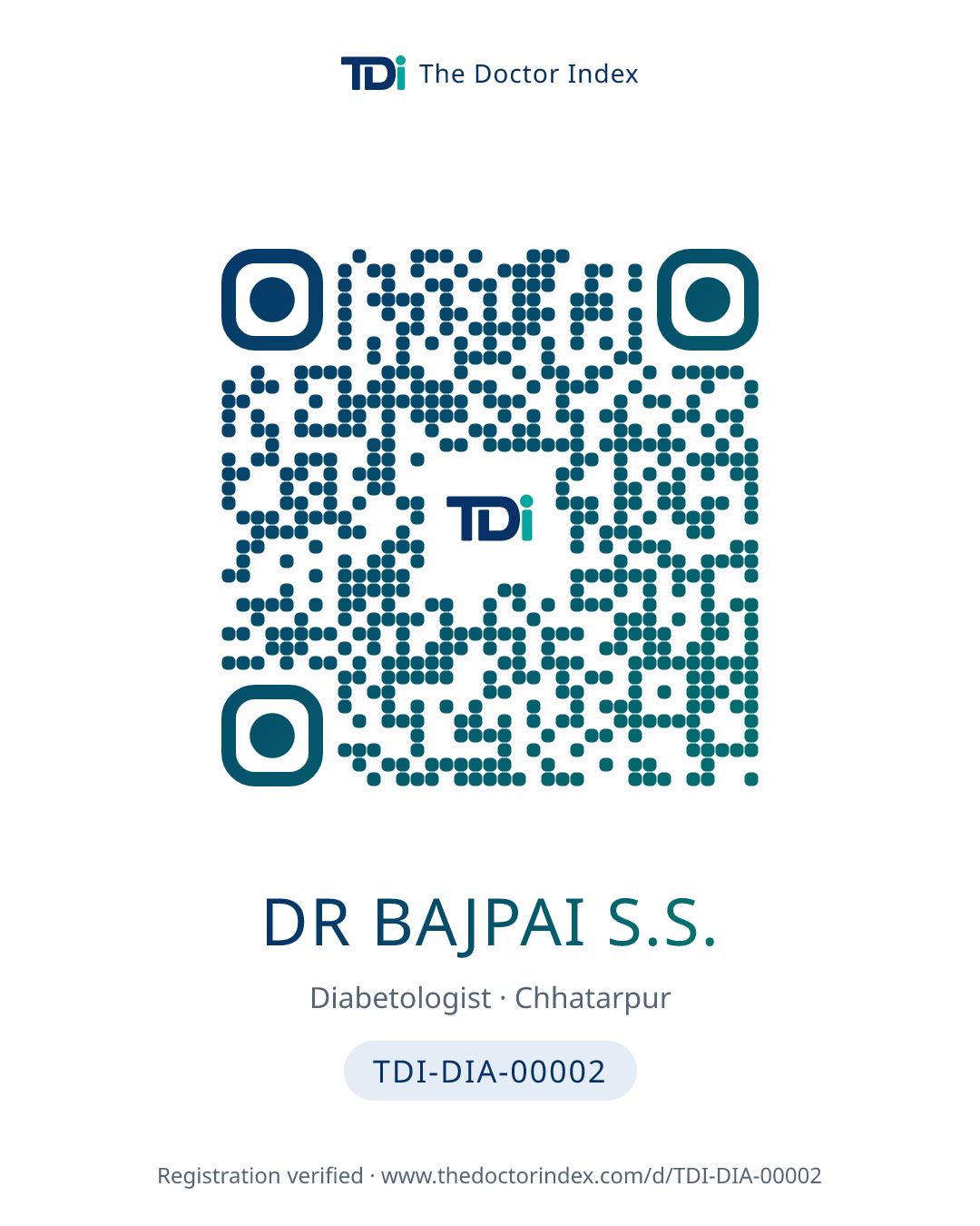 QR card for Dr Bajpai S.S., TDI-DIA-00002