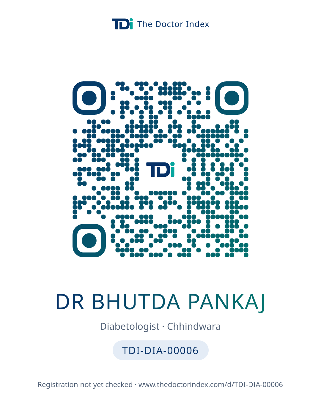 QR card for Dr Bhutda Pankaj, TDI-DIA-00006