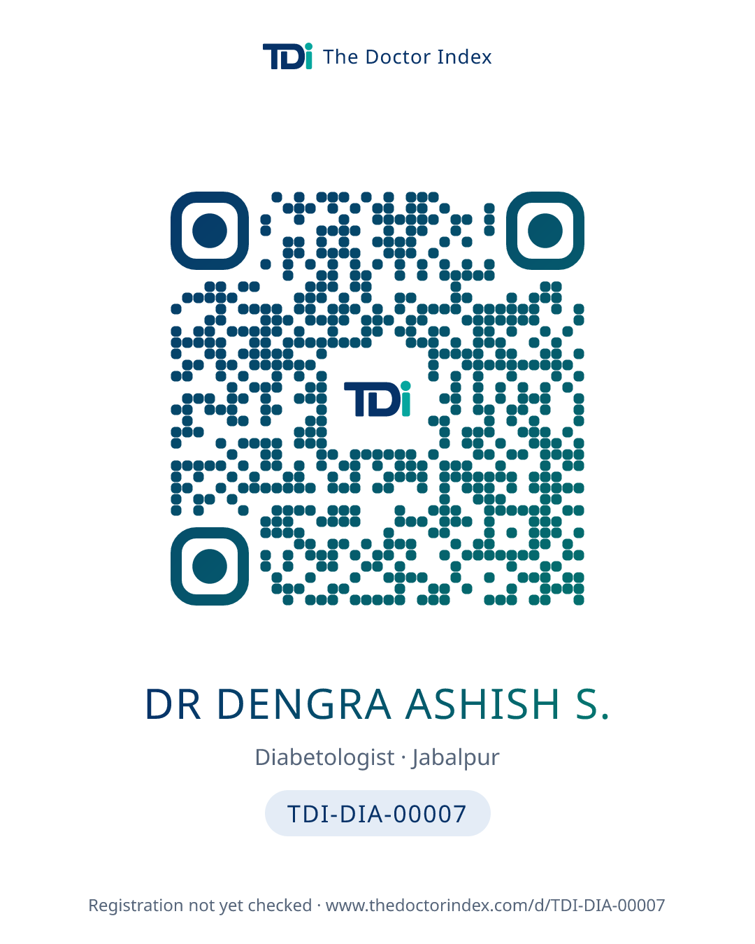 QR card for Dr Dengra Ashish S., TDI-DIA-00007