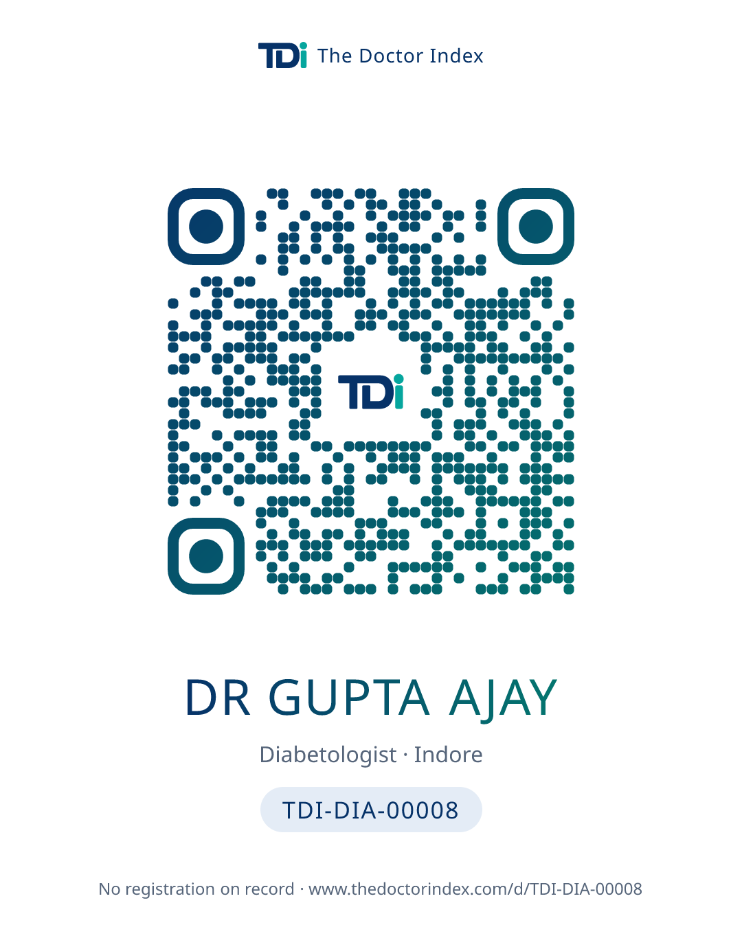 QR card for Dr Gupta Ajay, TDI-DIA-00008