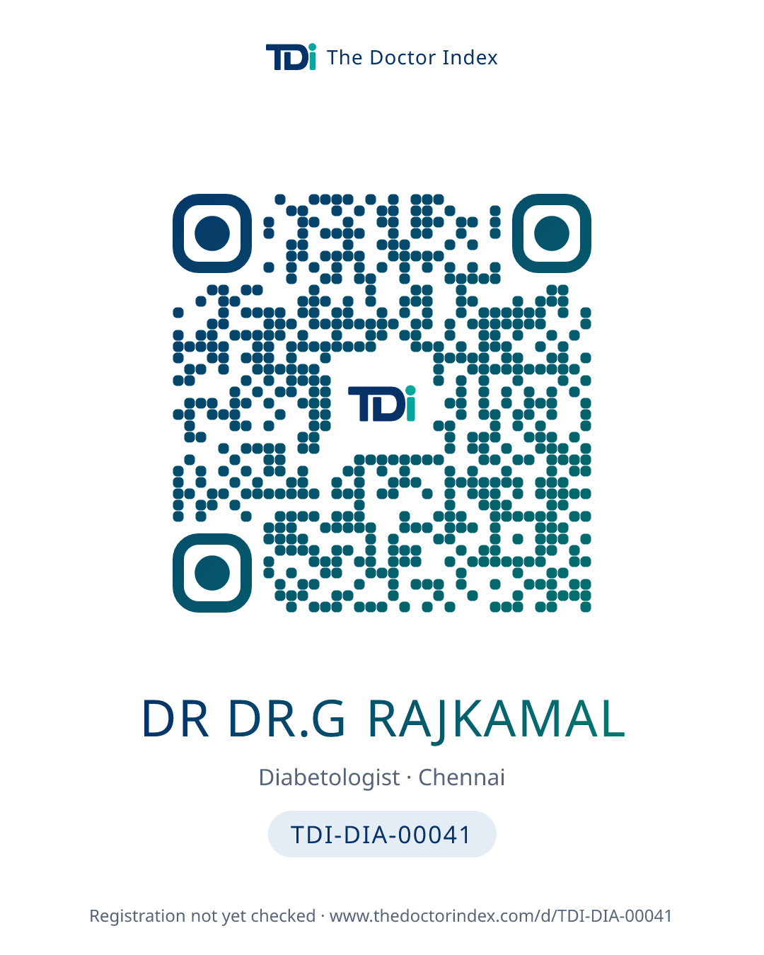 QR card for Dr Dr.g Rajkamal, TDI-DIA-00041