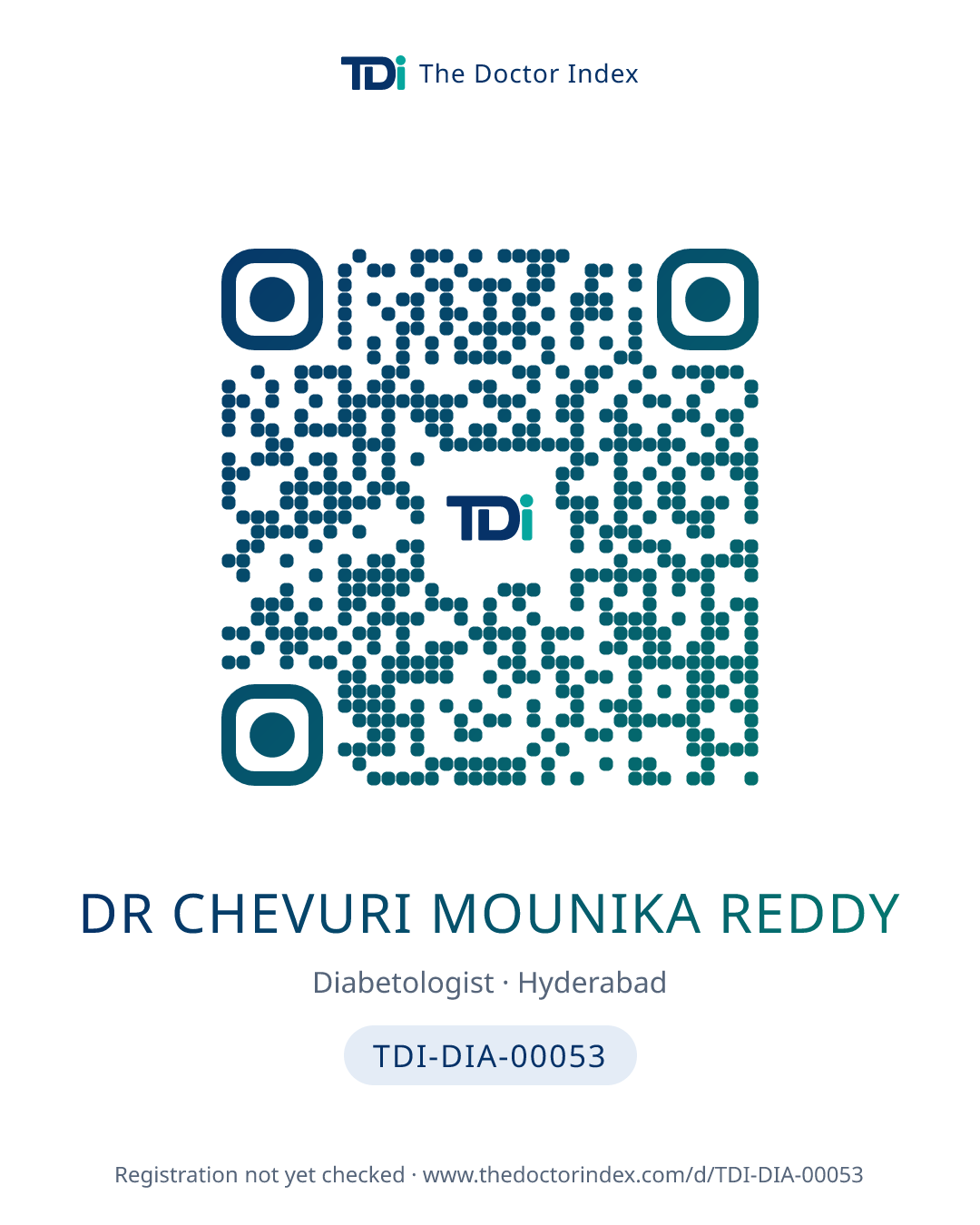 QR card for Dr Chevuri Mounika Reddy, TDI-DIA-00053