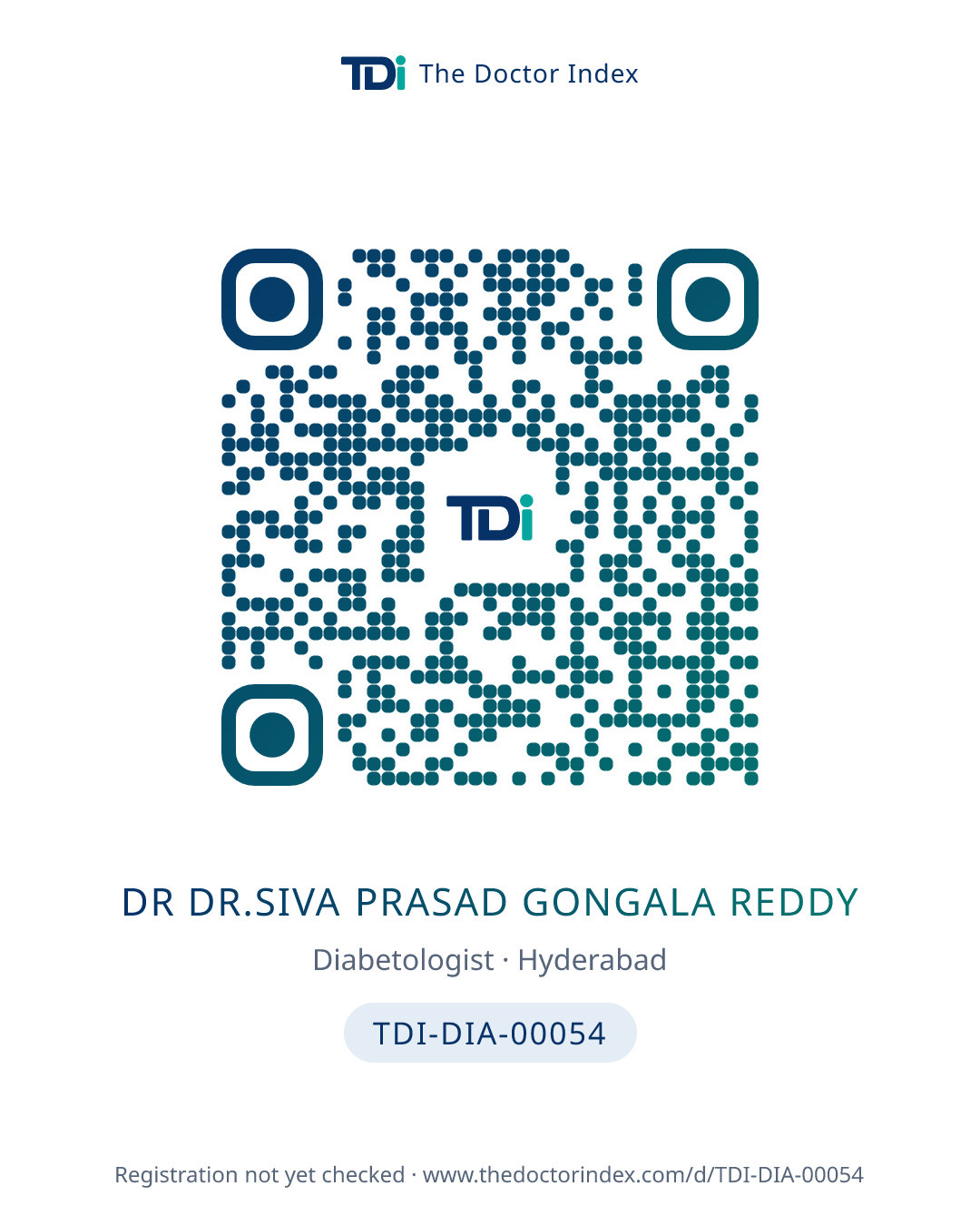 QR card for Dr Dr.siva Prasad Gongala Reddy, TDI-DIA-00054