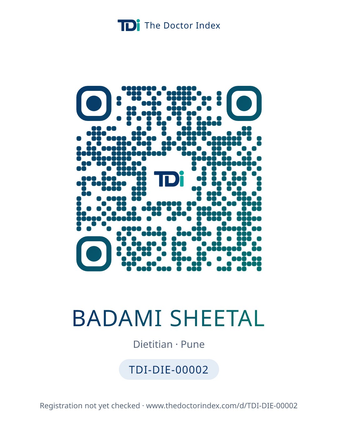 QR card for Badami Sheetal, TDI-DIE-00002