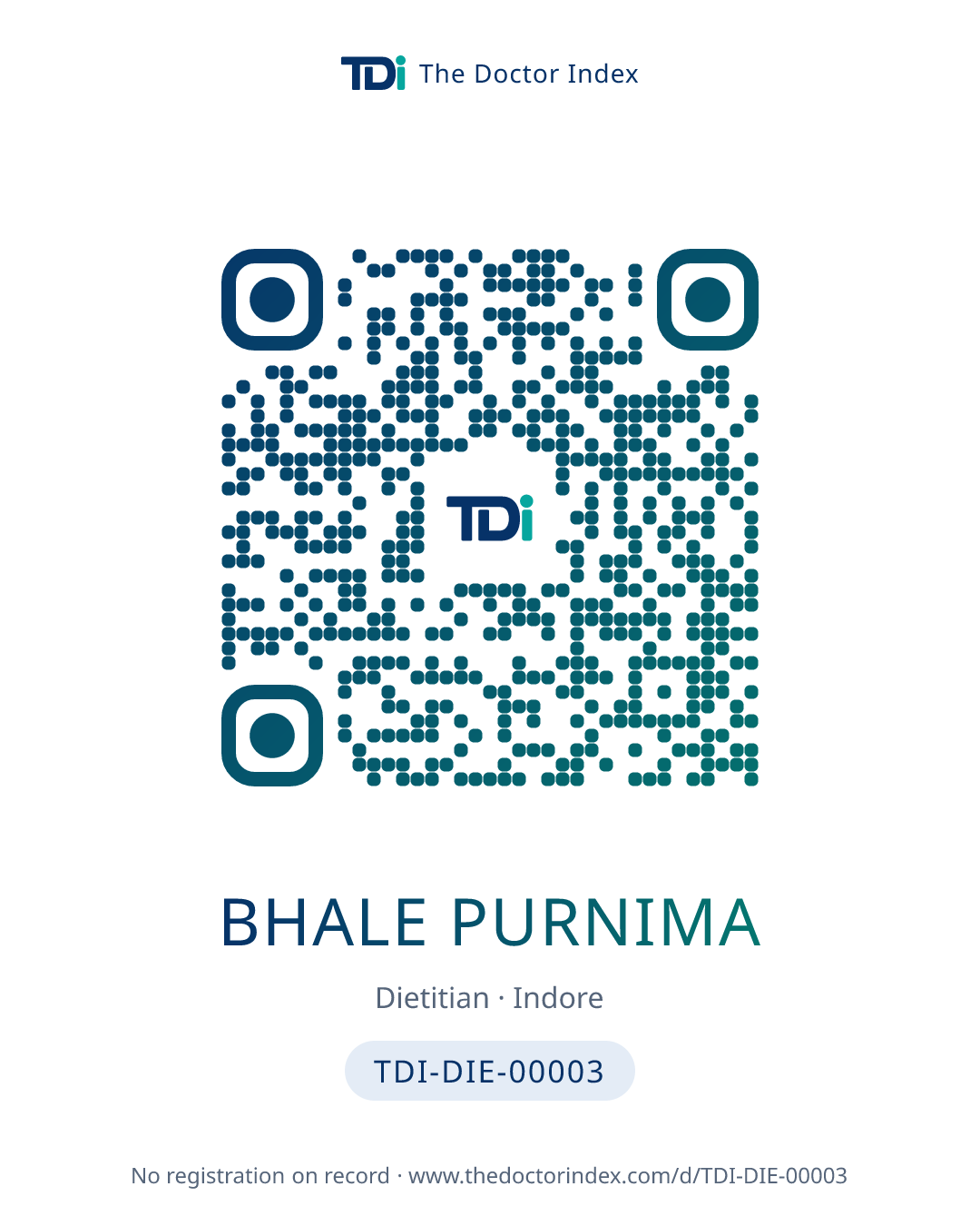 QR card for Bhale Purnima, TDI-DIE-00003