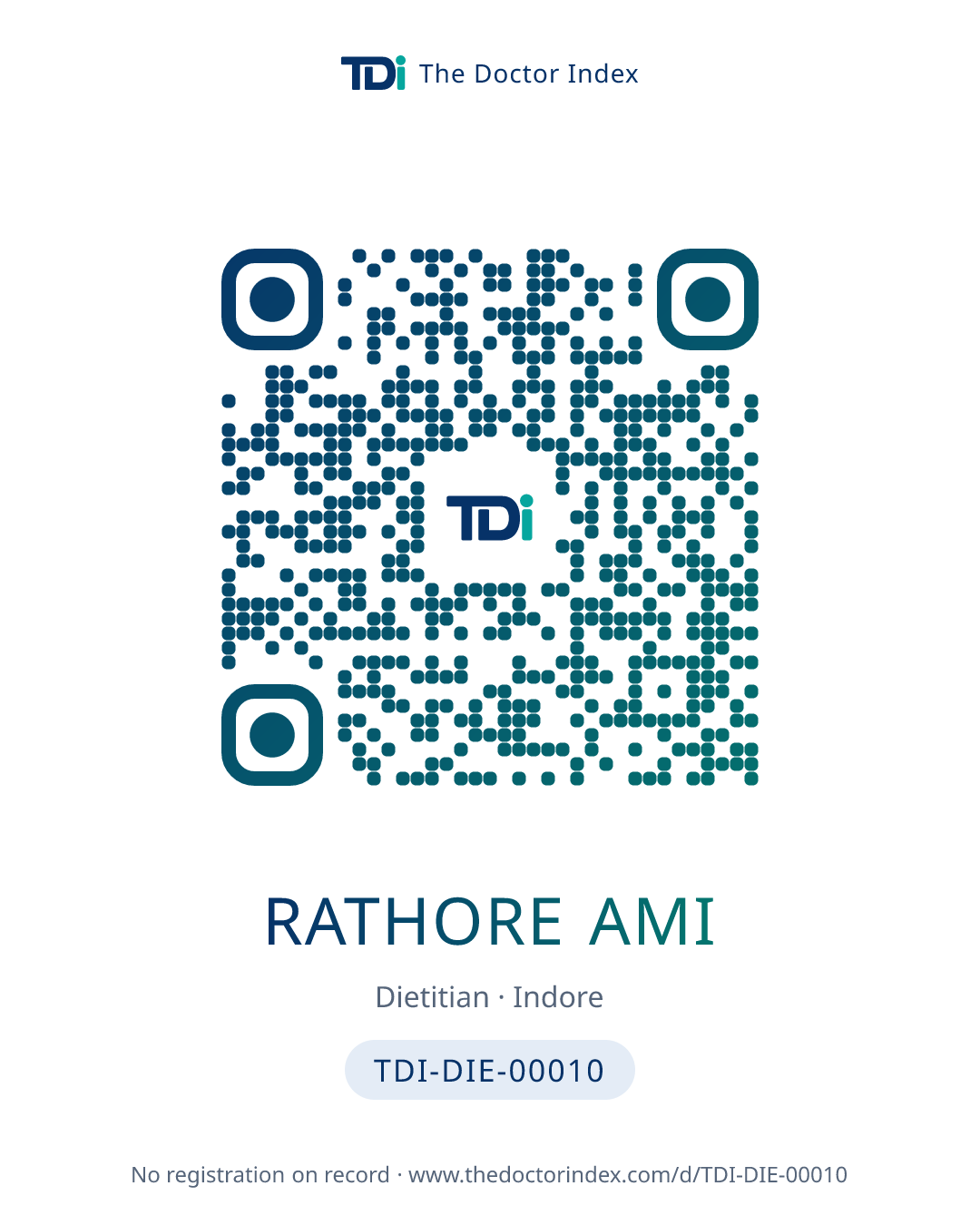 QR card for Rathore Ami, TDI-DIE-00010