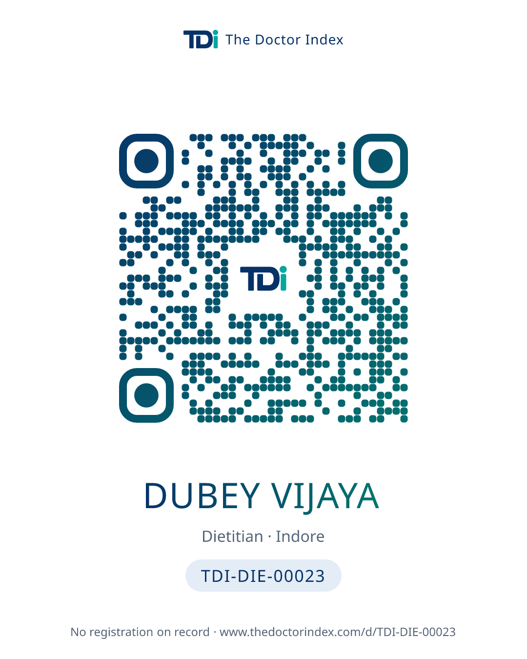 QR card for Dubey Vijaya, TDI-DIE-00023