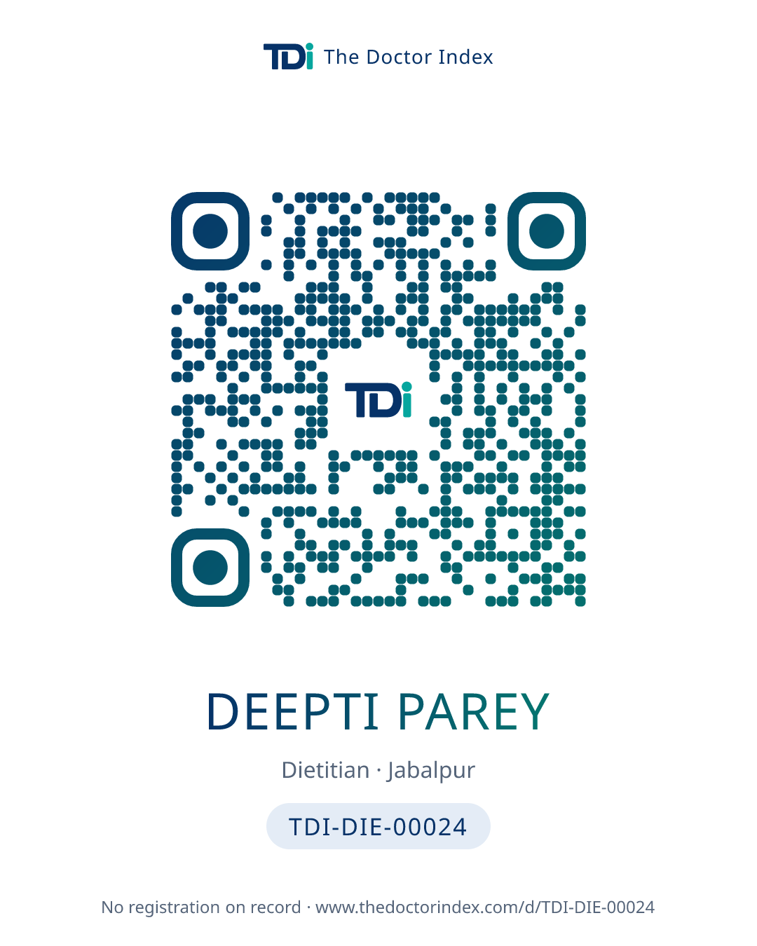 QR card for Deepti Parey, TDI-DIE-00024