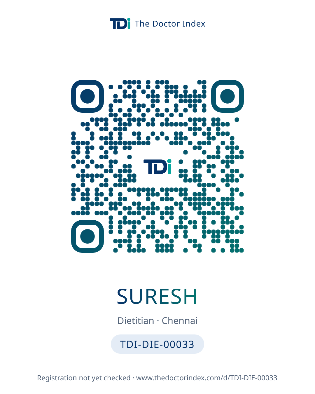 QR card for Suresh, TDI-DIE-00033