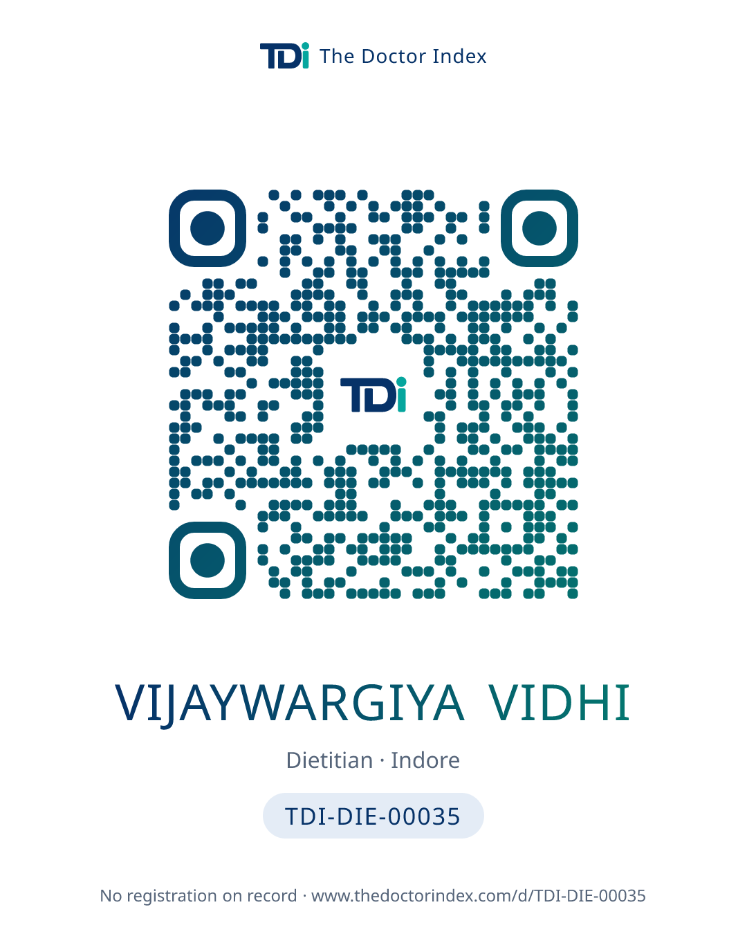 QR card for Vijaywargiya Vidhi, TDI-DIE-00035