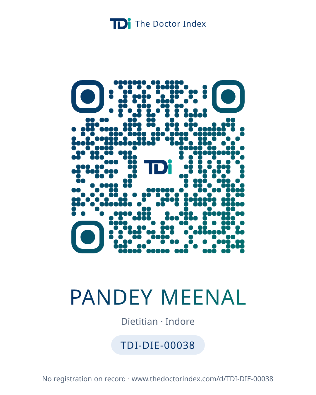 QR card for Pandey Meenal, TDI-DIE-00038