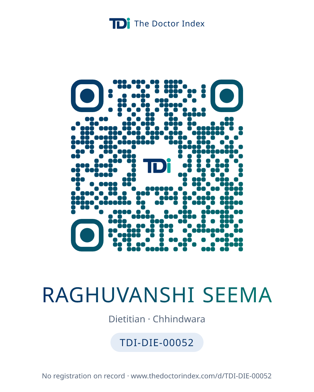 QR card for Raghuvanshi Seema, TDI-DIE-00052