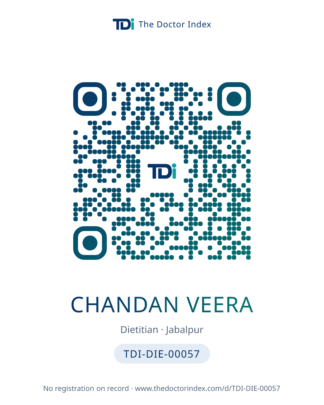 QR card for Chandan Veera, TDI-DIE-00057