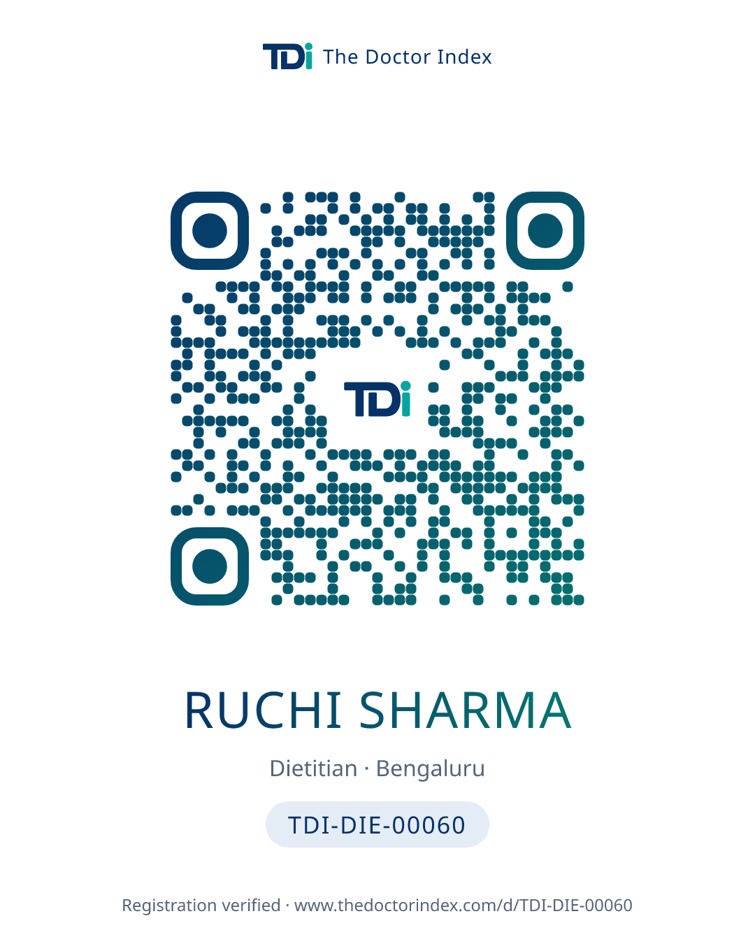 QR card for Ruchi Sharma, TDI-DIE-00060