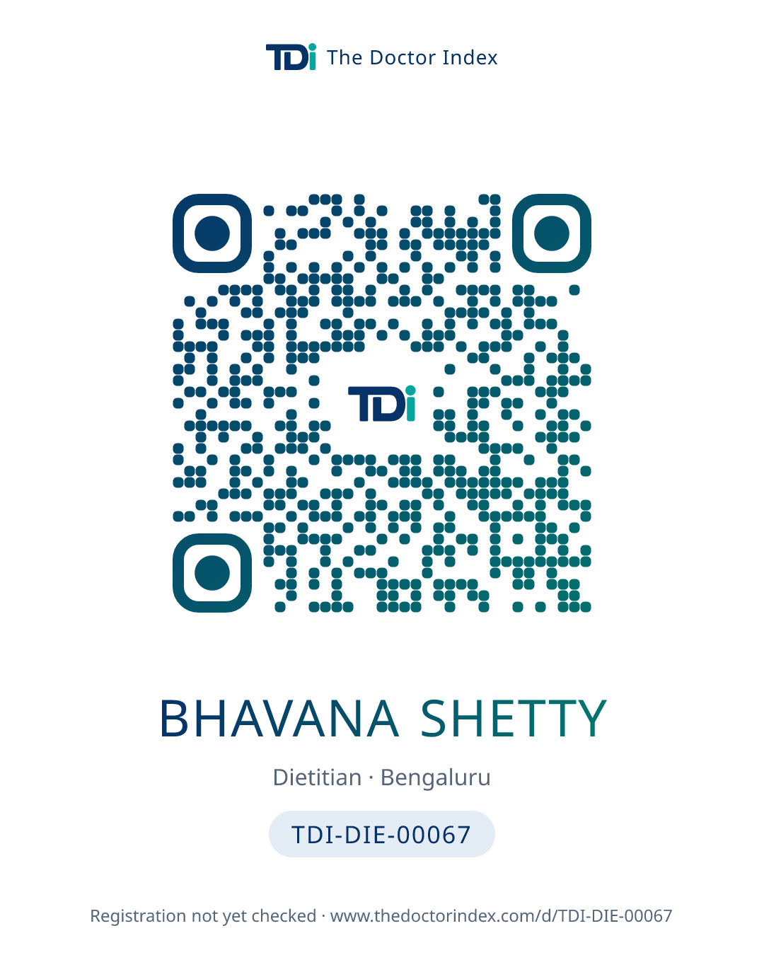 QR card for Bhavana Shetty, TDI-DIE-00067