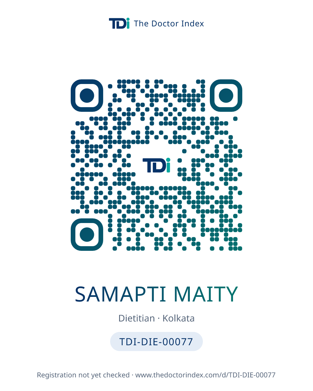 QR card for Samapti Maity, TDI-DIE-00077