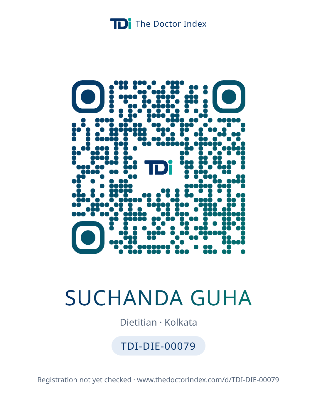 QR card for Suchanda Guha, TDI-DIE-00079
