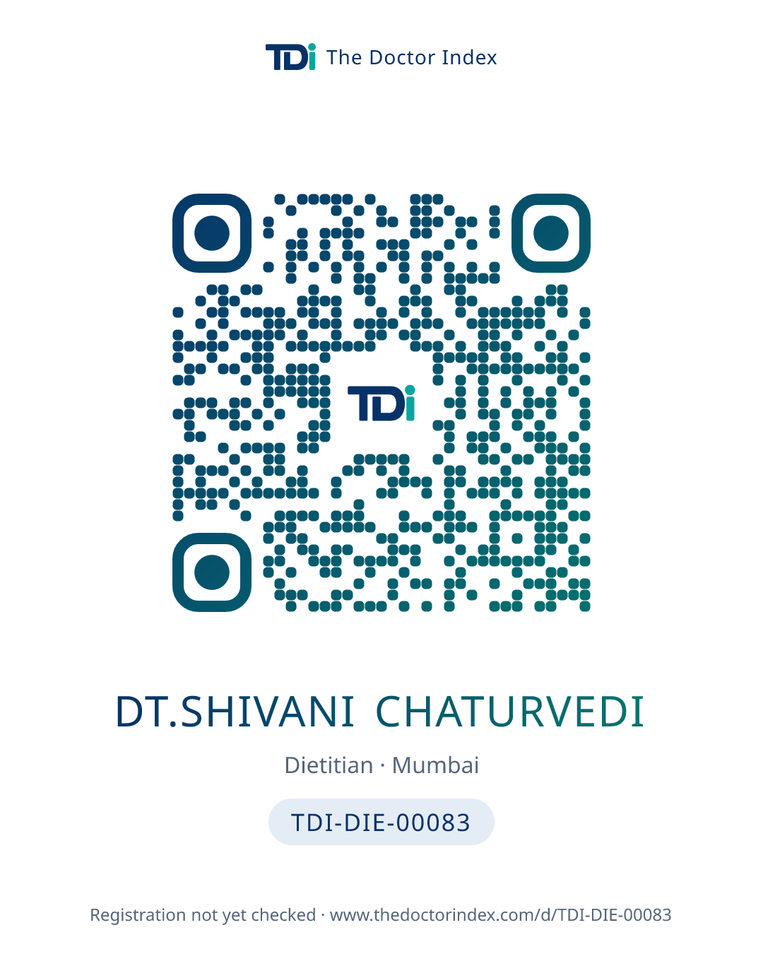 QR card for Dt.shivani Chaturvedi, TDI-DIE-00083