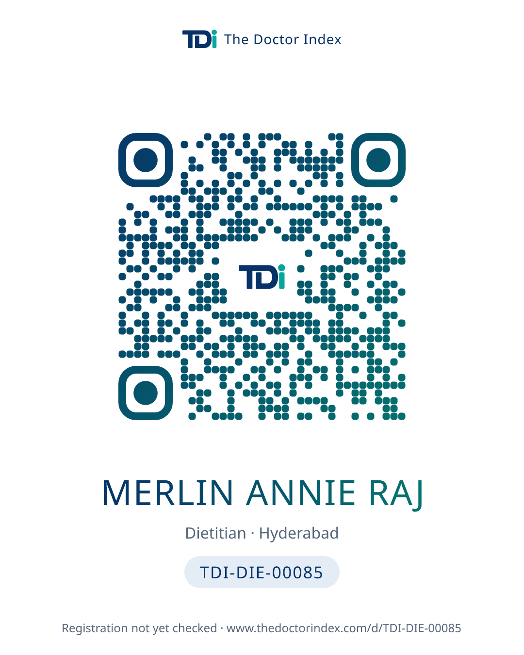 QR card for Merlin Annie Raj, TDI-DIE-00085