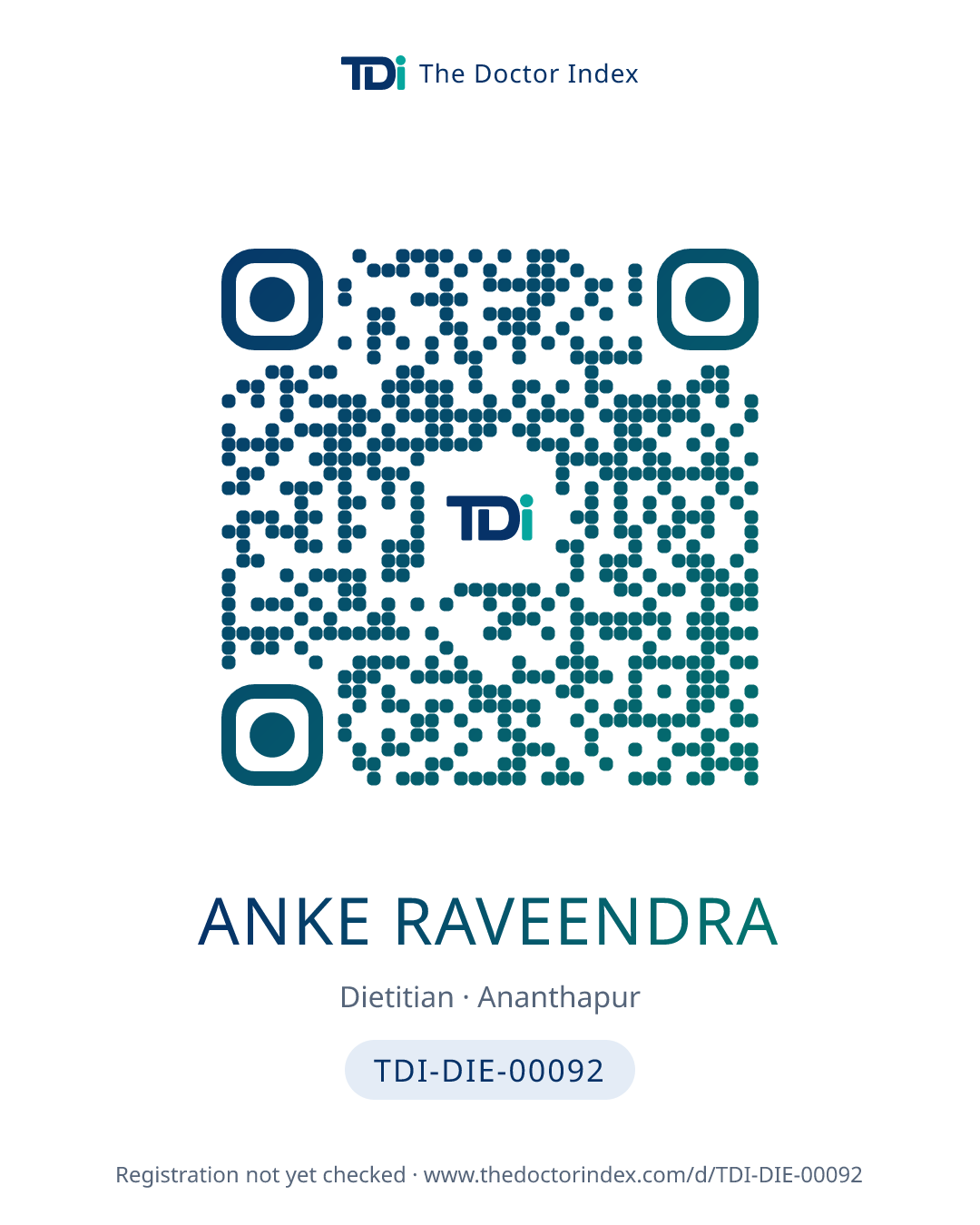 QR card for Anke Raveendra, TDI-DIE-00092