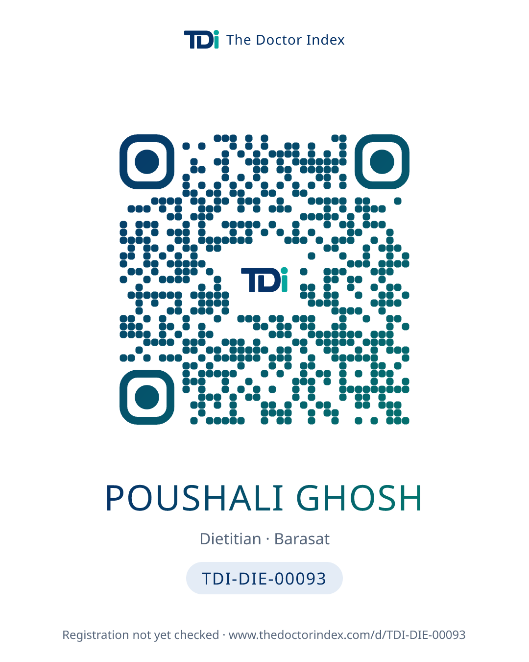 QR card for Poushali Ghosh, TDI-DIE-00093