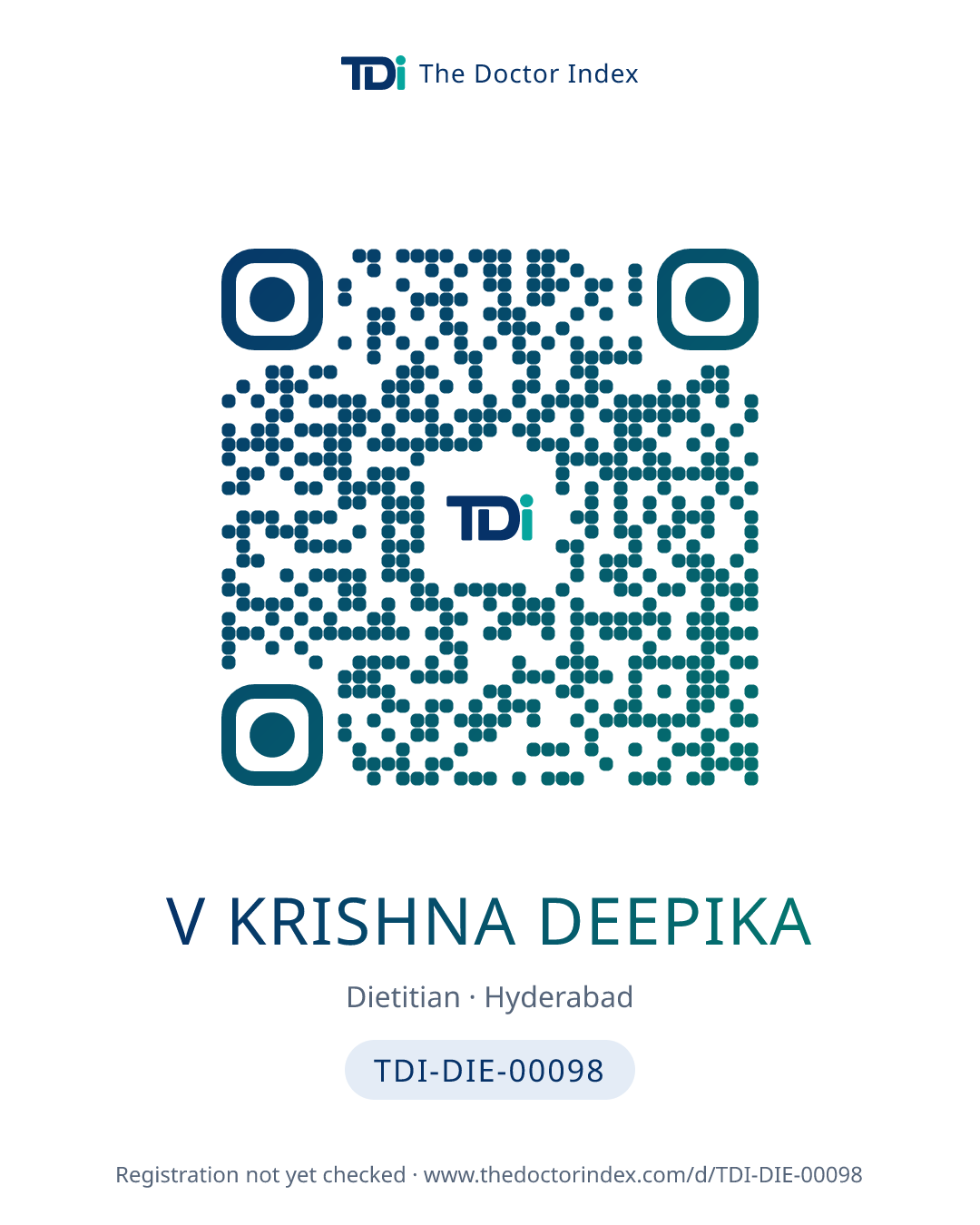 QR card for V Krishna Deepika, TDI-DIE-00098