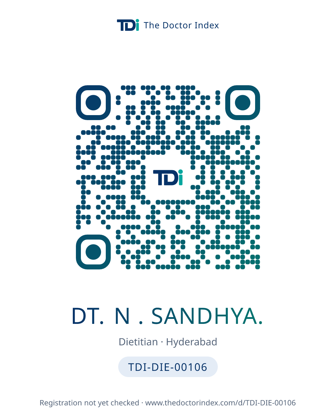 QR card for Dt. N . Sandhya., TDI-DIE-00106