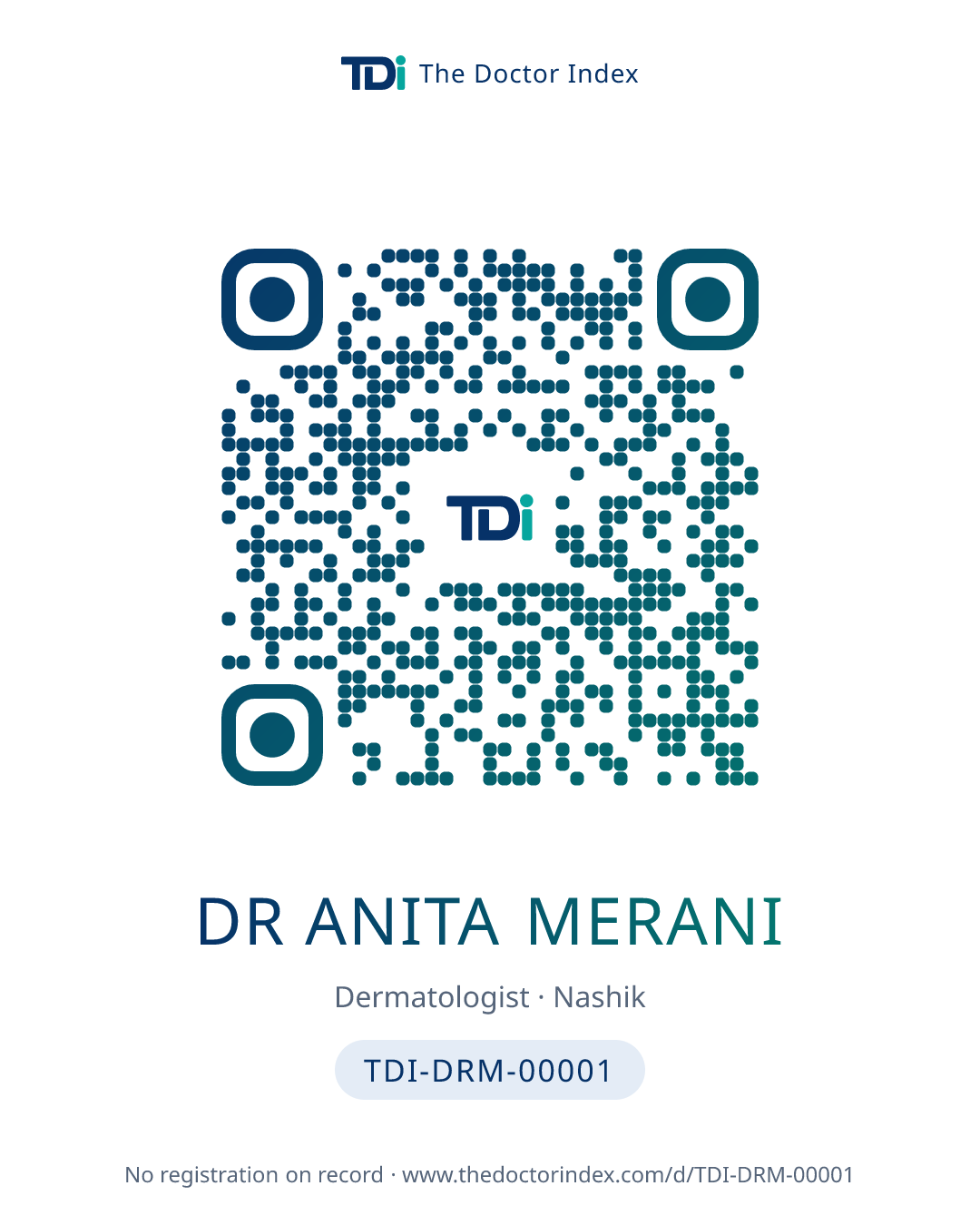 QR card for Dr Anita Merani, TDI-DRM-00001