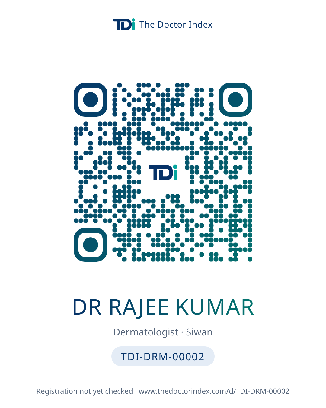 QR card for Dr Rajee Kumar, TDI-DRM-00002